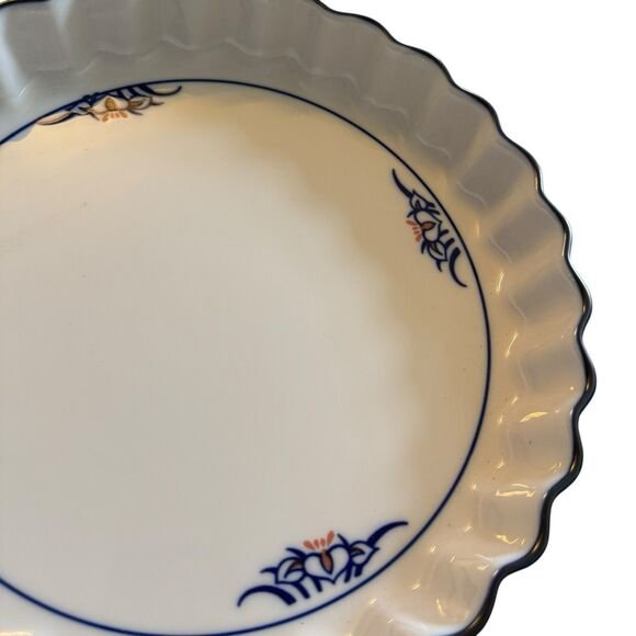 Dansk Quiche Dish - Blue Red Floral Design - Picture 2 of 4